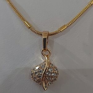 24k Gold Plated Pendant Necklace Decorated With CZ